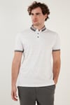 Buratti Pamuk Karışımlı Desenli Slim Fit Erkek Polo Yaka T Shirt 646B3250 BEYAZ
