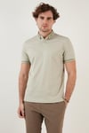 Buratti Pamuk Karışımlı Desenli Slim Fit Erkek Polo Yaka T Shirt 646B3200 ELMA YEŞİLİ