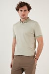 Buratti Pamuk Karışımlı Desenli Slim Fit Erkek Polo Yaka T Shirt 646B3200 ELMA YEŞİLİ