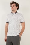 Buratti Pamuk Karışımlı Desenli Slim Fit Erkek Polo Yaka T Shirt 646B3270 BEYAZ