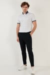 Buratti Pamuk Karışımlı Desenli Slim Fit Erkek Polo Yaka T Shirt 646B3280 BEYAZ