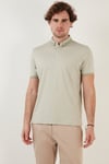 Buratti Pamuk Karışımlı Desenli Slim Fit Erkek Polo Yaka T Shirt 646B3250 ELMA YEŞİLİ