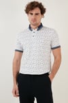 Buratti Pamuk Karışımlı Desenli Slim Fit Erkek Polo Yaka T Shirt 646B3280 BEYAZ