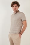 Buratti Pamuk Karışımlı Desenli Slim Fit Erkek Polo Yaka T Shirt 646B3280 BEJ