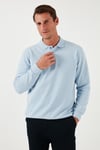 Buratti Pamuk Karışımlı Regular Fit Erkek Polo Yaka Kazak 456223 MAVİ