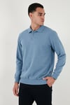 Buratti Pamuk Karışımlı Regular Fit Erkek Polo Yaka Kazak 456223 KOYU MAVİ