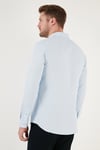 Buratti Pamuk Karışımlı Uzun Kollu Düğmeli Yaka Slim Fit Erkek Gömlek CF23S7498 MAVİ