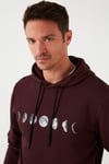 Buratti Pamuklu Baskılı Kapüşonlu Slim Fit Erkek Sweat 5905238 VİŞNE
