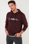 Buratti Pamuklu Baskılı Kapüşonlu Slim Fit Erkek Sweat 5905238 VİŞNE