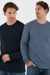 Buratti Pamuklu Bisiklet Yaka Normal Kalıp Basic 2'li Paket Erkek Sweat 5905073S2 KOYU GRİ-LACİVERT