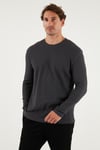 Buratti Pamuklu Bisiklet Yaka Normal Kalıp Basic 2'li Paket Erkek Sweat 5905073S2 ANTRASİT-KOYU GRİ