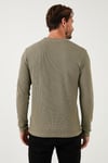 Buratti Pamuklu Bisiklet Yaka Normal Kalıp Basic Erkek Sweat 5905073 Vizon Yeşili