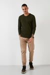 Buratti Pamuklu Bisiklet Yaka Normal Kalıp Basic Erkek Sweat 5905073 HAKİ