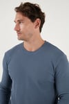 Buratti Pamuklu Bisiklet Yaka Normal Kalıp Basic Erkek Sweat 5905073 KOYU GRİ