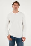 Buratti Pamuklu Bisiklet Yaka Normal Kalıp Basic Erkek Sweat 5905073 EKRU