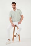 Buratti Pamuklu Çizgili Kısa Kollu Düğmeli Erkek Polo T Shirt 5904046 Elma