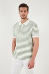Buratti Pamuklu Çizgili Kısa Kollu Düğmeli Erkek Polo T Shirt 5904046 Elma