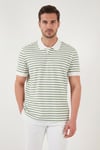 Buratti Pamuklu Çizgili Kısa Kollu Düğmeli Erkek Polo T Shirt 5904046 Elma