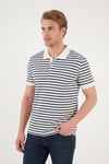 Buratti Pamuklu Çizgili Kısa Kollu Düğmeli Erkek Polo T Shirt 5904046 İNDİGO