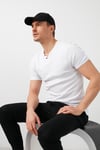 Buratti Pamuklu Düğme Detaylı Slim Fit V Yaka 3'lü Paket Erkek T Shirt 5902122S3 Siyah-Beyaz-Siyah