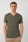 Buratti Pamuklu Düğme Detaylı Slim Fit V Yaka 3'lü Paket Erkek T Shirt 5902122S3 SİYAH-BEYAZ-HAKİ