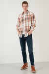 Buratti Pamuklu Ekoseli Slim Fit Kışlık Erkek Gömlek CF23W114662 EKRU-TABA