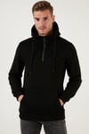 Buratti Pamuklu İçi Tüylü Yumuşak Şardonlu Kapüşonlu Erkek Sweat 59052651 SİYAH
