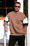 Buratti Pamuklu Oversize İçi Tüylü Yumuşak Şardonlu Erkek Sweat 5905298 SAFARİ