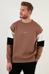 Buratti Pamuklu Oversize İçi Tüylü Yumuşak Şardonlu Erkek Sweat 5905298 SAFARİ