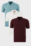 Buratti Pamuklu Regular Fit 3'lü Paket Erkek Polo Yaka T Shirt 59029641527S3 Beyaz-Vişne-Mavi