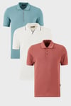 Buratti Pamuklu Regular Fit 3'lü Paket Erkek Polo Yaka T Shirt 59029641527S3 Beyaz-Gül-Mavi