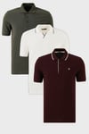 Buratti Pamuklu Regular Fit 3'lü Paket Erkek Polo Yaka T Shirt 59029641827S3 Beyaz-Vişne-Beyaz-Haki