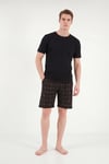 Buratti Pamuklu Regular Fit Bağlamalı Cepli Pijama Erkek Şort 6574004 SİYAH-BORDO