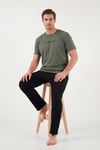 Buratti Pamuklu Regular Fit Baskılı Erkek Pijama Takımı 6096160 HAKİ