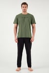 Buratti Pamuklu Regular Fit Baskılı Erkek Pijama Takımı 6096160 HAKİ