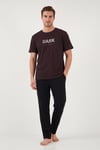 Buratti Pamuklu Regular Fit Baskılı Erkek Pijama Takımı 6096160 MÜRDÜM