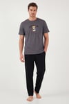 Buratti Pamuklu Regular Fit Baskılı Erkek Pijama Takımı 6096160 GRİ