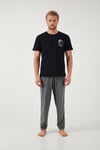 Buratti Pamuklu Regular Fit Baskılı Erkek Pijama Takımı 6096160 SİYAH