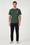 Buratti Pamuklu Regular Fit Baskılı Erkek Pijama Takımı 6096160 YEŞİL