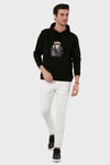 Buratti  Pamuklu Regular Fit  Baskılı Kanguru Cepli Kapüşonlu Erkek Sweat 6141005B SİYAH