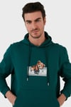 Buratti Pamuklu Regular Fit Baskılı Kanguru Cepli Kapüşonlu Erkek Sweat 6141004B PETROL