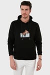Buratti Pamuklu Regular Fit Baskılı Kanguru Cepli Kapüşonlu Erkek Sweat 6141004B SİYAH