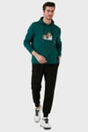 Buratti Pamuklu Regular Fit Baskılı Kanguru Cepli Kapüşonlu Erkek Sweat 6141004B PETROL