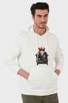 Buratti  Pamuklu Regular Fit  Baskılı Kanguru Cepli Kapüşonlu Erkek Sweat 6141005B EKRU