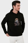 Buratti  Pamuklu Regular Fit  Baskılı Kanguru Cepli Kapüşonlu Erkek Sweat 6141005B SİYAH