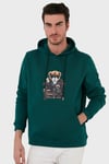 Buratti  Pamuklu Regular Fit  Baskılı Kanguru Cepli Kapüşonlu Erkek Sweat 6141005B PETROL