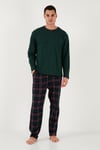 Buratti Pamuklu Regular Fit Bisiklet Yaka Ekoseli Erkek Pijama Takımı 6574001 YEŞİL
