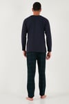 Buratti Pamuklu Regular Fit Bisiklet Yaka Ekoseli Erkek Pijama Takımı 6574001 LACİVERT