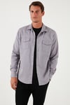 Buratti Pamuklu Regular Fit Çift Cepli Erkek Gömlek CF24W116927 GRİ