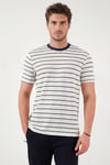 Buratti Pamuklu Regular Fit Çizgili Bisiklet Yaka Erkek T Shirt 5904039 İNDİGO